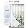 thumbnail image 2 of No Hook Cloth Fabric Shower Curtain with Snap in Liner, Daisies Flowers Waterproof Shower Curtains Set with See Through Top Window, Vintage Watercolor Bottle Floral Bath Curtains Shower 54"x78", 2 of 6