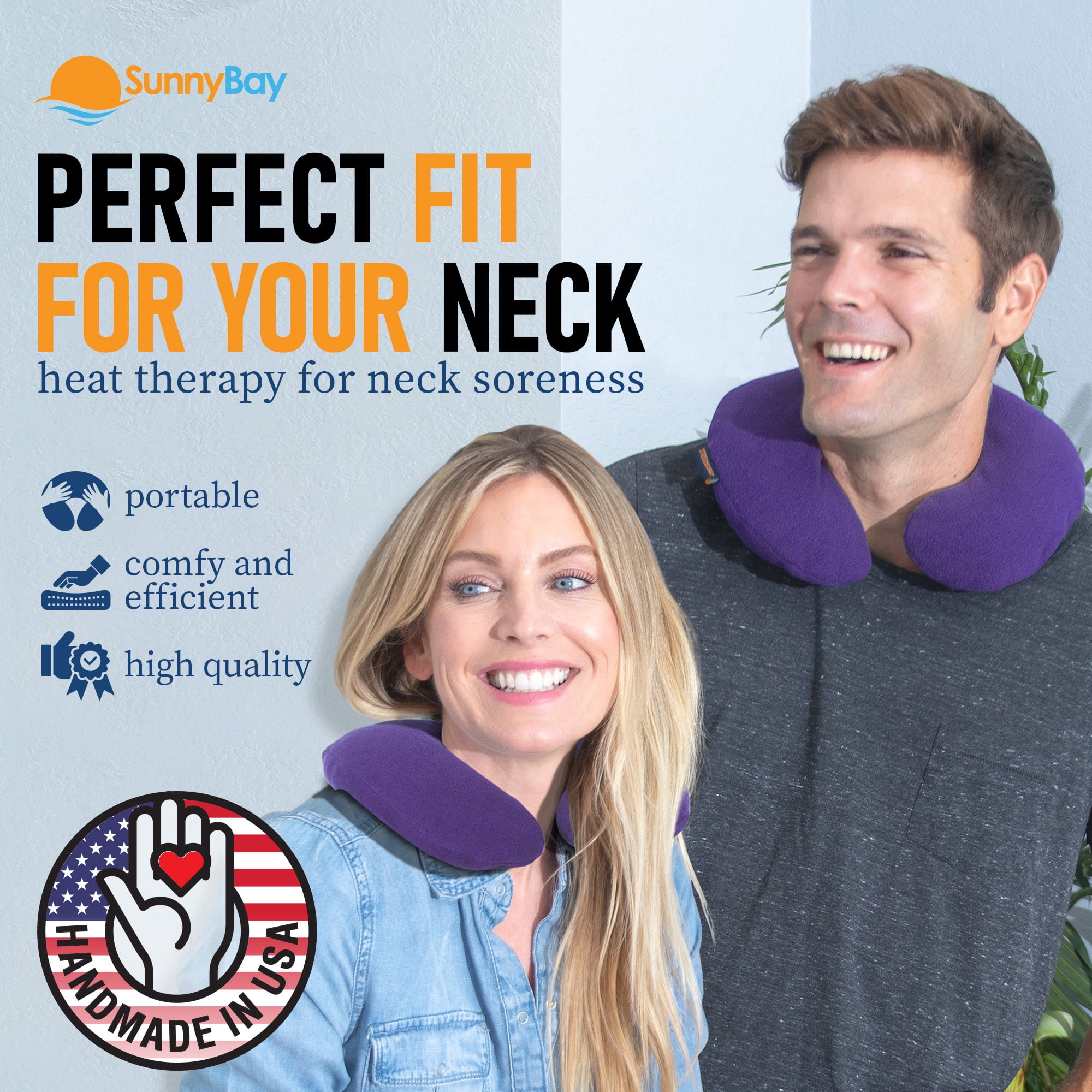SunnyBay Microwave Heating Pad, Microwavable Heated Neck Pillow for Moist Hot or Cold Therapy, Aromatherapy Heated Neck and Shoulder Wrap with Flaxseed and Lavender Filling, FSA HSA Approved, Purple