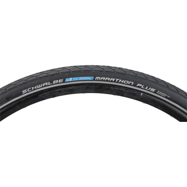 Schwalbe Marathon Plus Tire, 700x38 Wire Bead Black with Reflective Sidewall and SmartGuard