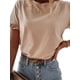 thumbnail image 2 of Camiseta Para Mujer Color SóLido Volantes Manga Corta Cuello Redondo Pullover Tops XBTCLXEBCO Caqui:XXL, 2 of 3