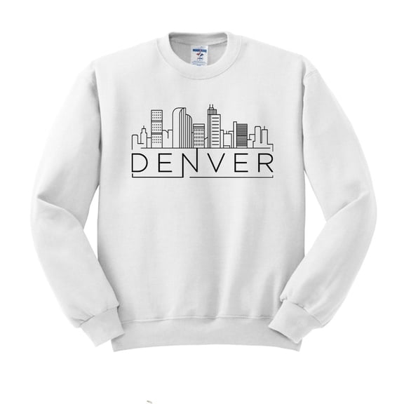 Skyline Denver Colorado Sweatshirt Unisex Large White