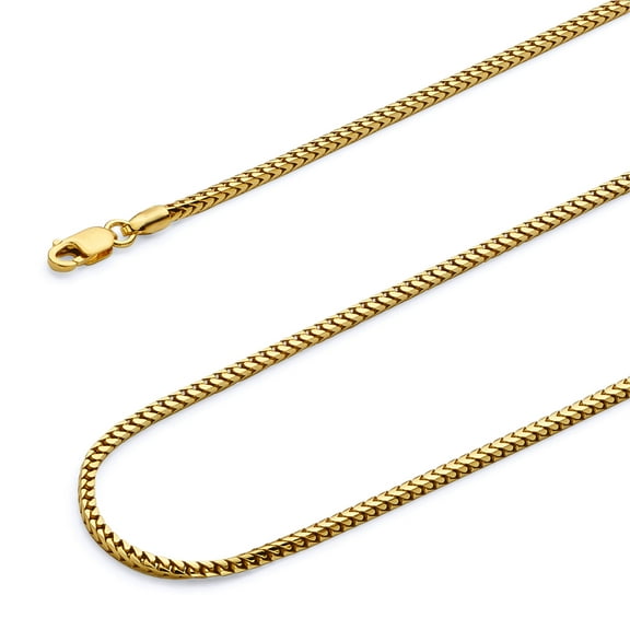 Wellingsale 14k Yellow Gold Polished Solid 1.5mm Franco Round Chain Bracelet - 8"