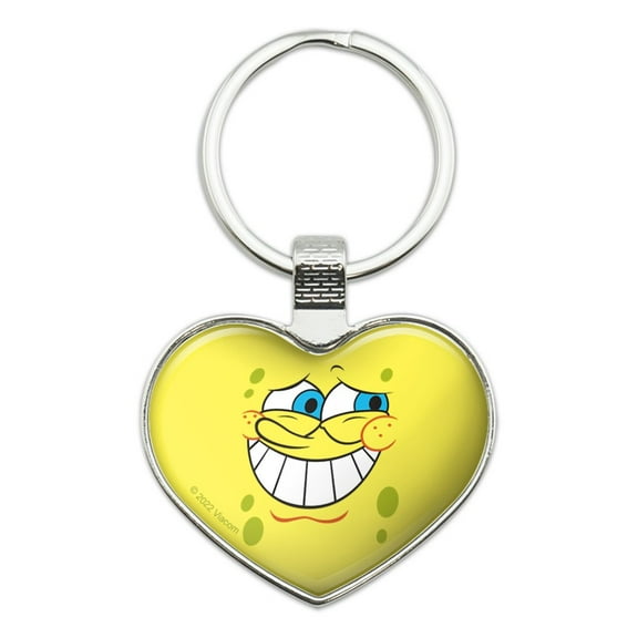 SpongeBob Guilty Face Keychain Heart Love Metal Key Chain Ring