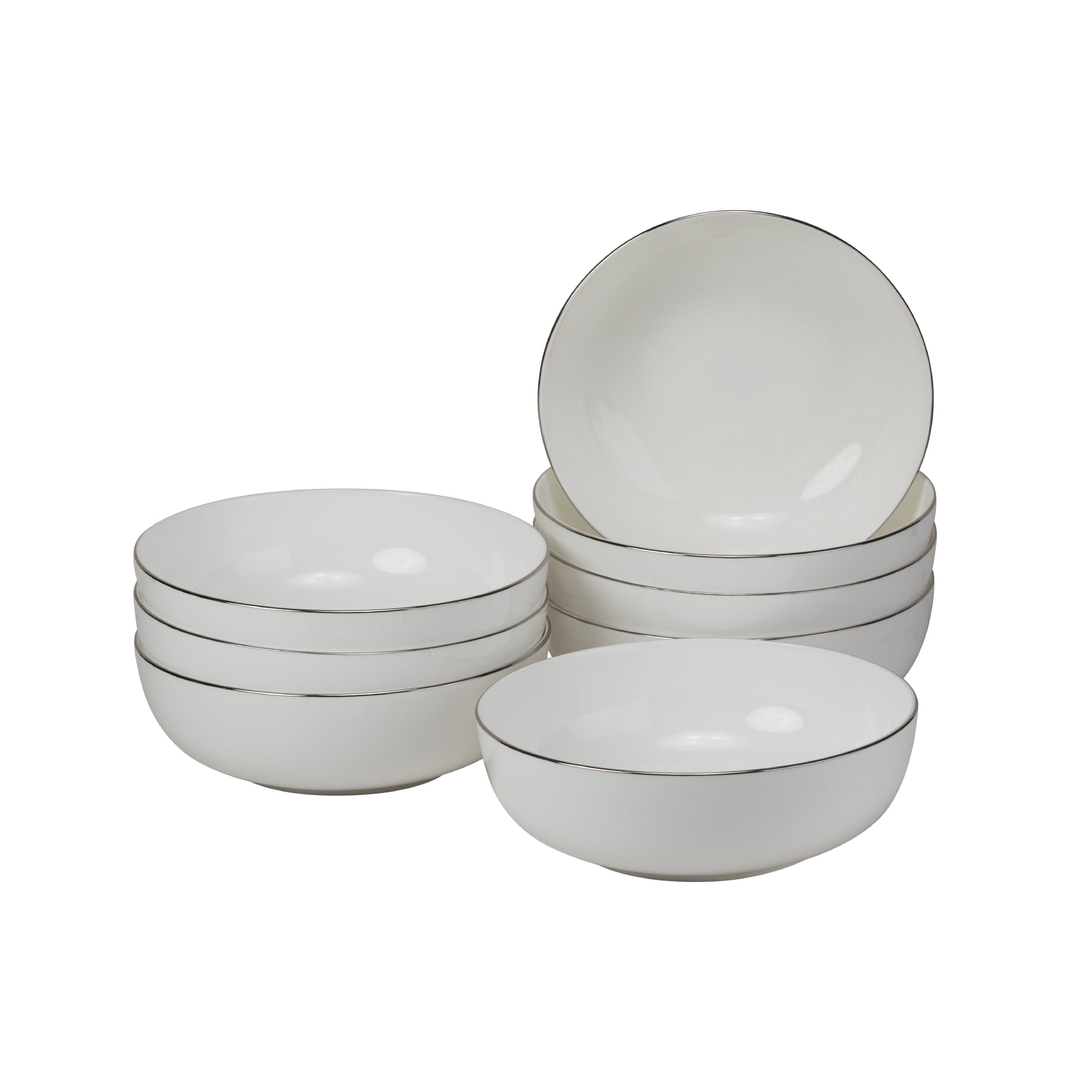 10 Strawberry Street Bone China with Silver Band 27 Oz Cereal Bowl, Set of 8 by 10 Strawberry Street