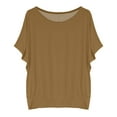 thumbnail image 5 of Ruyang Summer Tops for Women Batwing Sleeve Oversized Solid Color T Shirt Women's Crew Neck Top Casual Cotton Tops for Women, 5 of 5