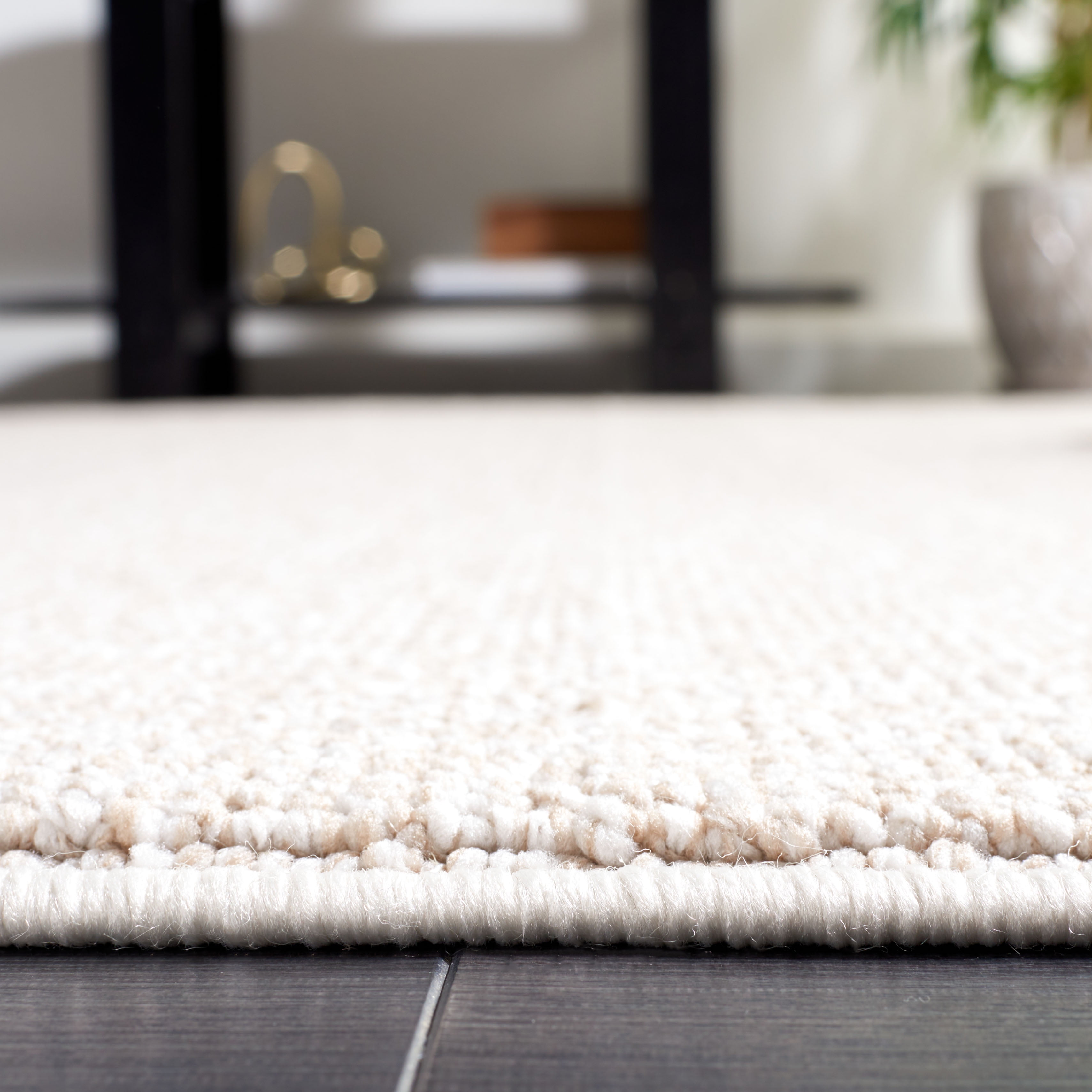 SAFAVIEH River Randa Solid Polyester Area Rug, Beige, 4' x 6'
