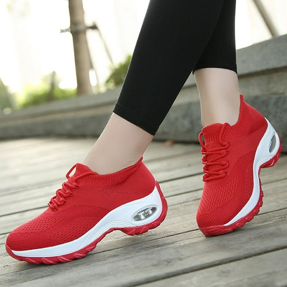 FELTECHELECTR Women Casual Shoes Comfortable Sneakers For Women Red Sole 1 Pair