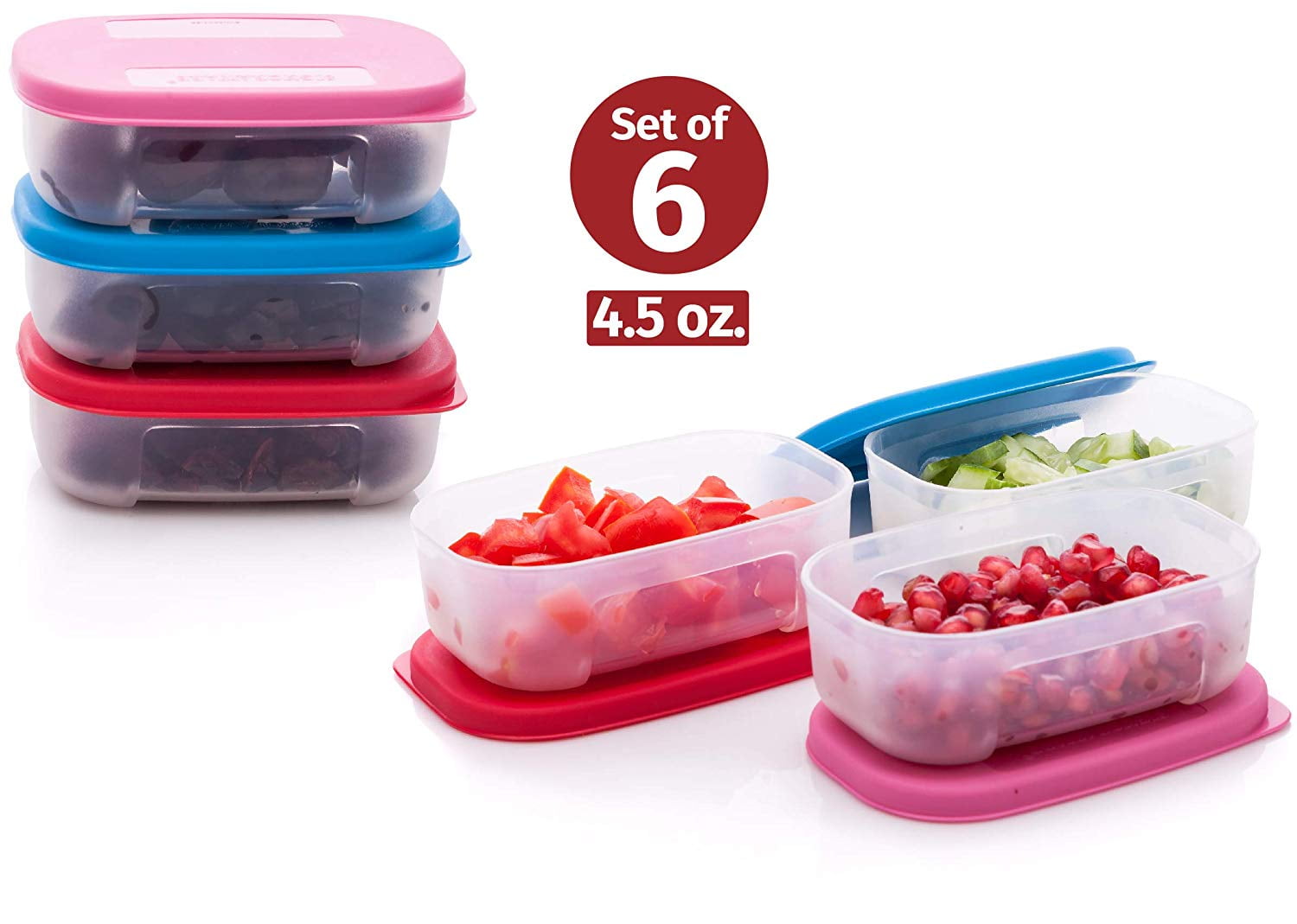 PLASTICPRO 6 Pack Twist Cap Food Storage Containers with Green Screw on  Lid- 4 oz Reusable Meal Prep Containers - Small Freezer Containers  Microwave