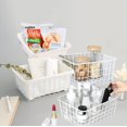 thumbnail image 1 of 4 Pack Wire Storage Basket with Removable Cloth Liner,Metal Mesh Baskets Open Storage Bins with Handles for Kitchen, Pantry, Closet, Laundry Room, Cabinets, Desktop Storage box (White), 1 of 8