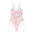 thumbnail image 5 of QLEICOM Women's Swimsuits High Waisted Tummy Control Swimwear Multi Color Solid Color High Waist Conjoined Body Swimsuit Bikini Women Bikinis Swimming Suits Cover Ups Bathing Suits Pink L, 5 of 6