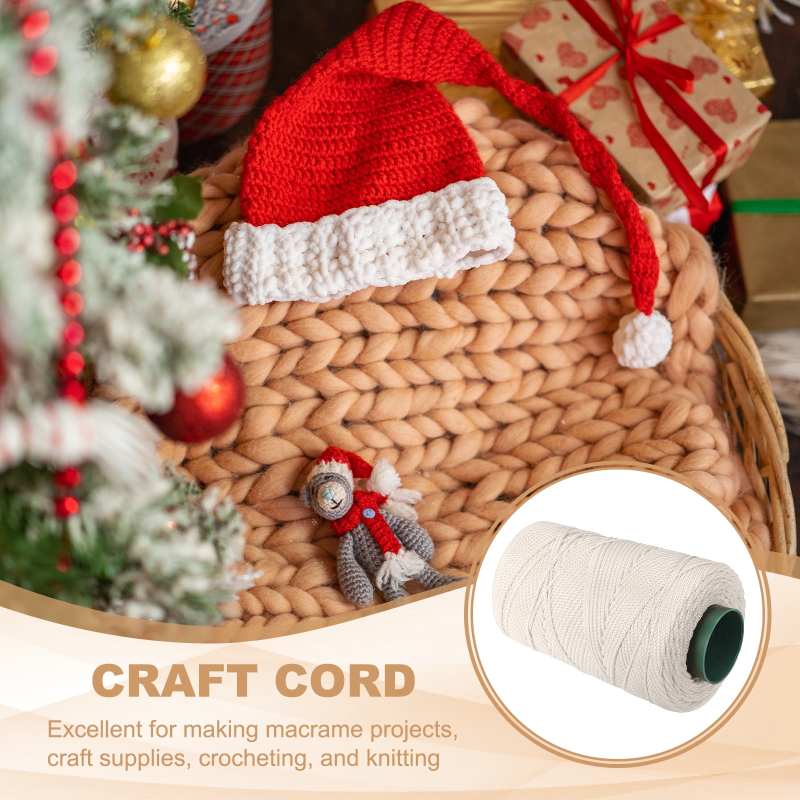 Polyester Macrame Cord, Polypropylene Craft Crochet Bag Rope Yarn for DIY Projects Beige/Blue