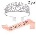 thumbnail image 2 of Birthday Tiara Rhinestone Decorative Party Crown with Party Sash for Girls, 2 of 10