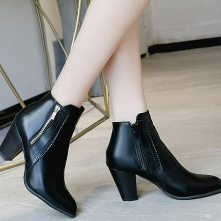 

Women s Boots Casual Solid Color Fabric Low-tube Mid-heel Women s Fashion Long Boots