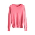 thumbnail image 5 of Women's 100% Merino Wool 2024 Fall Winter First-Line Ready to Wear Long Sleeve Seamless Knit Crewneck Sweater Hot Pink M, 5 of 9