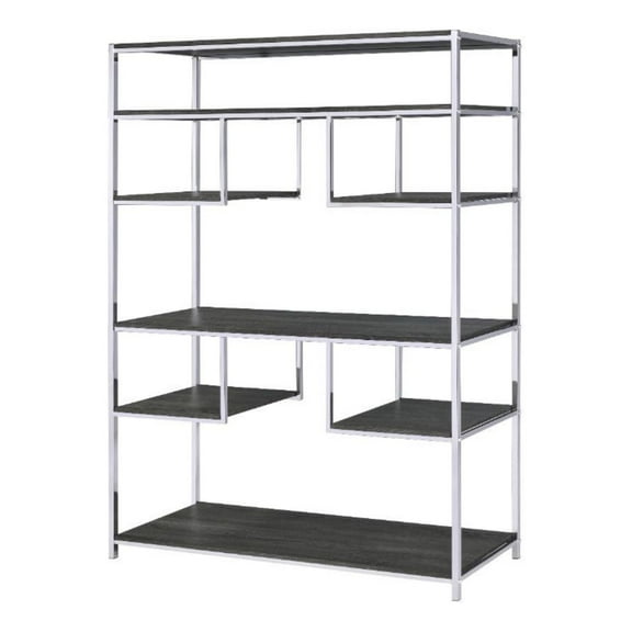 Ergode Bookshelf Rustic Gray Oak & Chrome