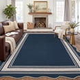 thumbnail image 6 of Nanan Scalloped Area Rug 9'x12' Edge Jute Rug, Washable Non Slip Low Pile Indoor Outdoor Rug Farmhouse Carpet for Living Room Dining Room Patio Entryway, Blue, 6 of 10