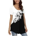 thumbnail image 5 of IROINNID Women Fashion Printed Casual Leisure Round Neck Short Sleeve Women Loose Tunic Blouse Tops Spring, 5 of 6