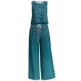 thumbnail image 4 of Sheghy Linen Sets for Women 2 Piece Plus Size Women All Over Print Crew Neck Sleeveless Top & Wide Leg Pocket Long Pants 2 Piece Outfit, 4 of 6