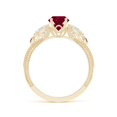 thumbnail image 2 of ANGARA Natural Aeon 1 ct Ruby & Diamond Three Stone Engagement Ring with Milgrain in 14K Yellow Gold for Women (Size-6mm) | July Birthstone, Anniversary, Jewelry Gift for Women | Natural Ruby Ring, 2 of 10