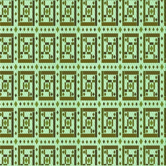 Ahgly Company Machine Washable Indoor Square Transitional Pale Green Area Rugs, 7' Square