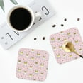 thumbnail image 4 of Lsque Queen For Rabbit Pattern 4" Drink Coasters Set of 4, PVC Leather Absorbent Coasters, Table Coaster Set Decorative Coffee Cup Coasters Housewarming Gift -Square, 4 of 6