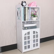 4 Tiers Bathroom Kitchen Floor Storage Cabinet with Single Door and Adjustable Shelf White