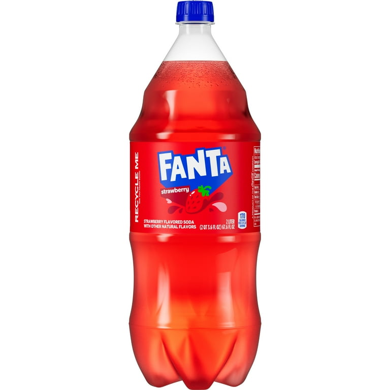 Fanta Brand Strawberry Fruit Soda Pop, Caffeine-Free, 2 Liter
