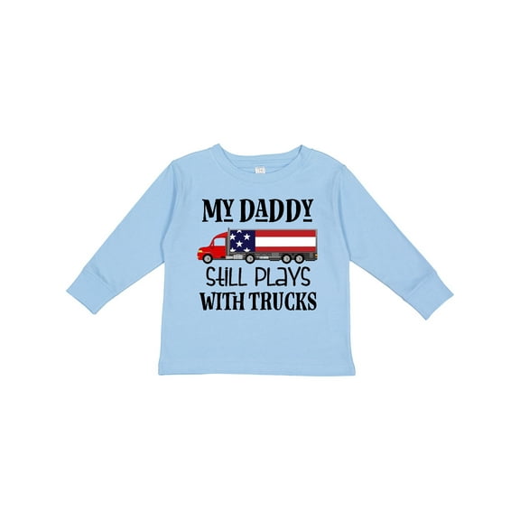 Inktastic Daddy Plays With Trucks Boys or Girls Long Sleeve Toddler T-Shirt