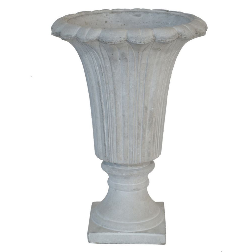 Benzara 16080 12" Cement Footed Urn by Benzara