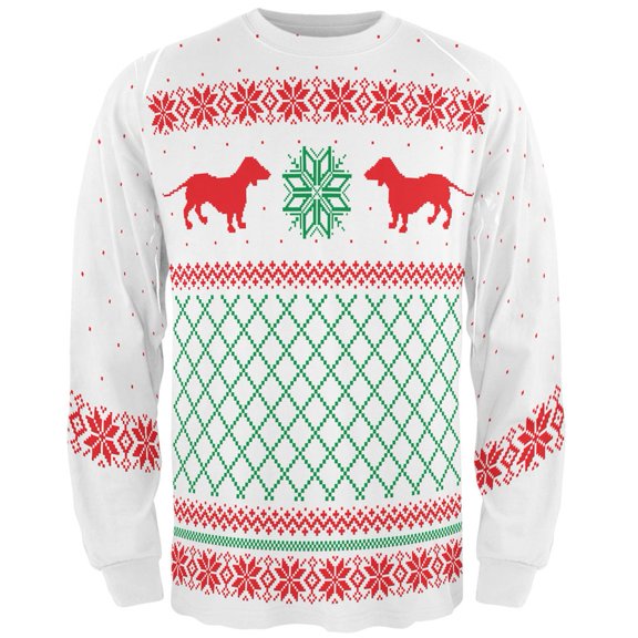 Dachshund Ugly Christmas Sweater All Over Adult Long Sleeve T-Shirt