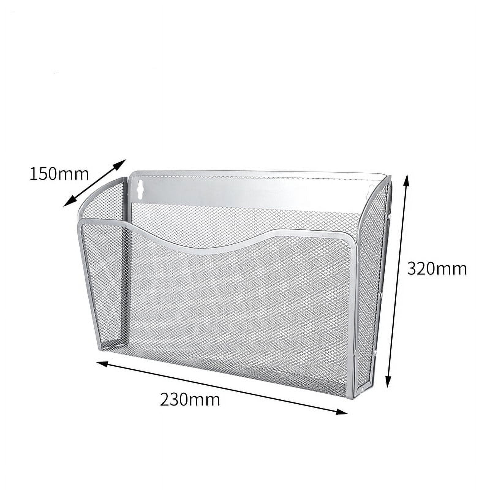 Wall Mount File Organizer Single Pocket Vertical Hanging File Folders Holder Paper Rack for Office Home, Silver