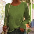 thumbnail image 2 of Casual Tops for Women Round Neck Long Sleeve Fall T Shirt Solid Color Loose Fit Comfy Basic Pullover Blouses Tee, 2 of 8