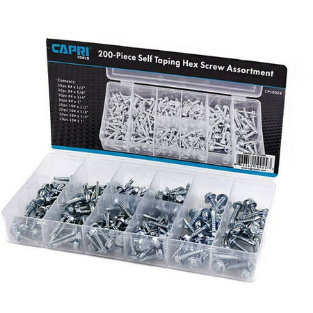 

Capri Tools Hex Self Tapping Screw Assortment (200-pack)