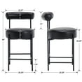 thumbnail image 5 of Guyou Leather Counter Height Bar Stools Set of 2, Modern Upholstered Barstools with Curved Open Back and Metal Legs, 26” Kitchen Island Chairs for Restaurant Kitchen Pub Bistro, Black, 5 of 9