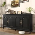 thumbnail image 6 of ANPOO 65" Mid Century Modern Sideboards Buffets Cabinet with 4 Door Storage, 34" Tall Media Console Table with Adjustable Shelves and Brass Carved Handles for Entryway, Dining Room, Living Room, 6 of 9
