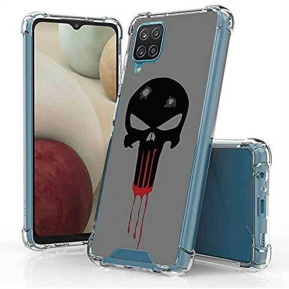 ANJ  Hybrid Slim [Scratch-Proof] Hard Back Cover Case w/Flexible Bumper Compatible with Samsung Galaxy A32 5G - Battle Skull