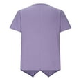 thumbnail image 4 of WIZUTIZ Tops Women's Flowy Elegant Loose Fit Tshirt Short Sleeve Fashion Solid T-shirt Cotton Soft V-Neck Tshirts Plus Cotton Linen Tee Tops Tunics Work Out Ladies Blouse Shirts Purple, 4 of 5