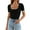 Black, variant on WTXUE T-Shirts Short Sleeve, Square Neck Shirts for Women's Square Neck Color Block T Shirt 2024 Summer Sli Crop Tops Solid, Knit Tops | Casual for Women Black L