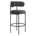 thumbnail image 3 of Modway Albie Boucle Fabric Bar Stools - Set of 2 in Charcoal Black, 3 of 11