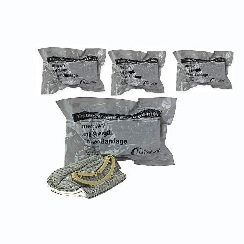 5 Pack Emergency Trauma 4" Israeli Style Bandage - Combat Military Style Battle Wound Dressing First Aid IFAK Stop The Bleed