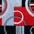 thumbnail image 7 of BizChair High Quality Hand Carved Area Rug Modern Contemporary Red Grey White Black (2 Feet X 3 Feet 4 Inch) Mat, 7 of 7