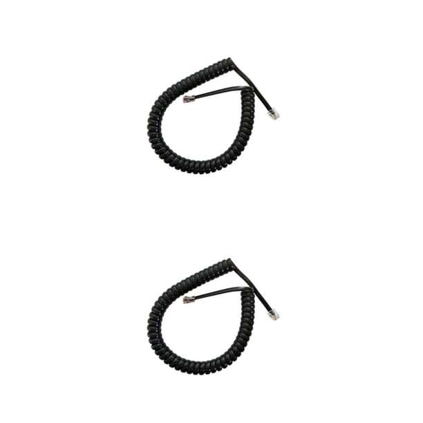 Methold Amplia aplicación con buena elasticidad: cable duradero para suministros telefónicos Cable de resorte de PVC y PP negro 4 núcleos 2 metros 2Conjunto