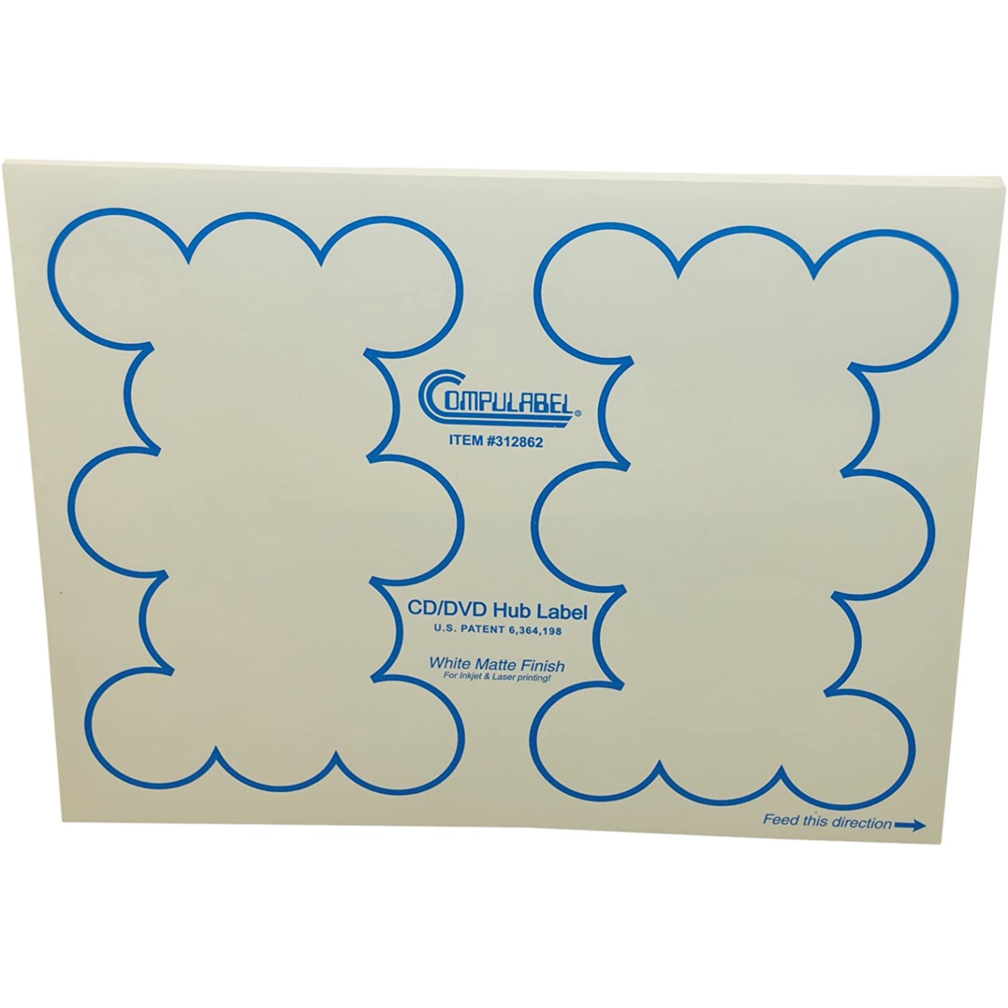 Compulabel White CD/DVD Hub Labels for Laser and Inkjet ...