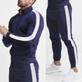 thumbnail image 4 of Delconic Mens Two Piece Athletic Tracksuit Set Zip Front Long Sleeve Track Jacket and Tapered Jogger Pants Casual Sportwear Navy M, 4 of 5
