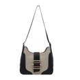 thumbnail image 5 of Bolso de mano estilo retro coreano con contraste de color para mujer, nueva tendencia de primavera y verano 2025, bandolera de hombro, bolso de sillín, 5 of 5