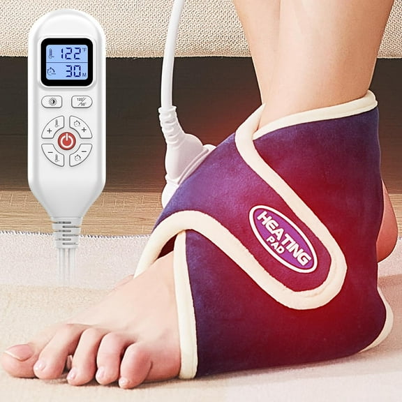 Heated Foot Ankle Wrap for Achilles Tendinitis & Plantar Fasciitis Pain Relief - Electric Heat | 1 PACK | Home