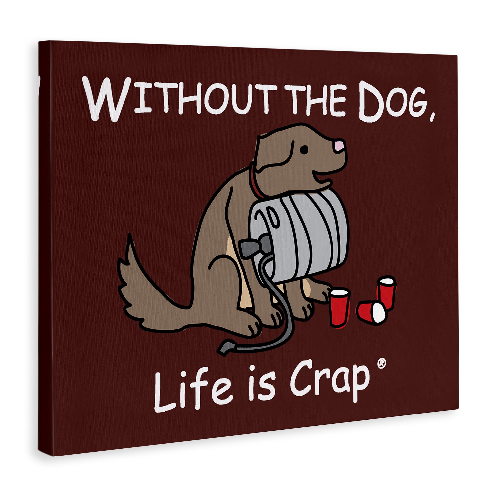 Stupell Industries Funny Dog & Keg Novelty & Humor Painting Wrapped Canvas Art Print Wall Art, 20 x 16