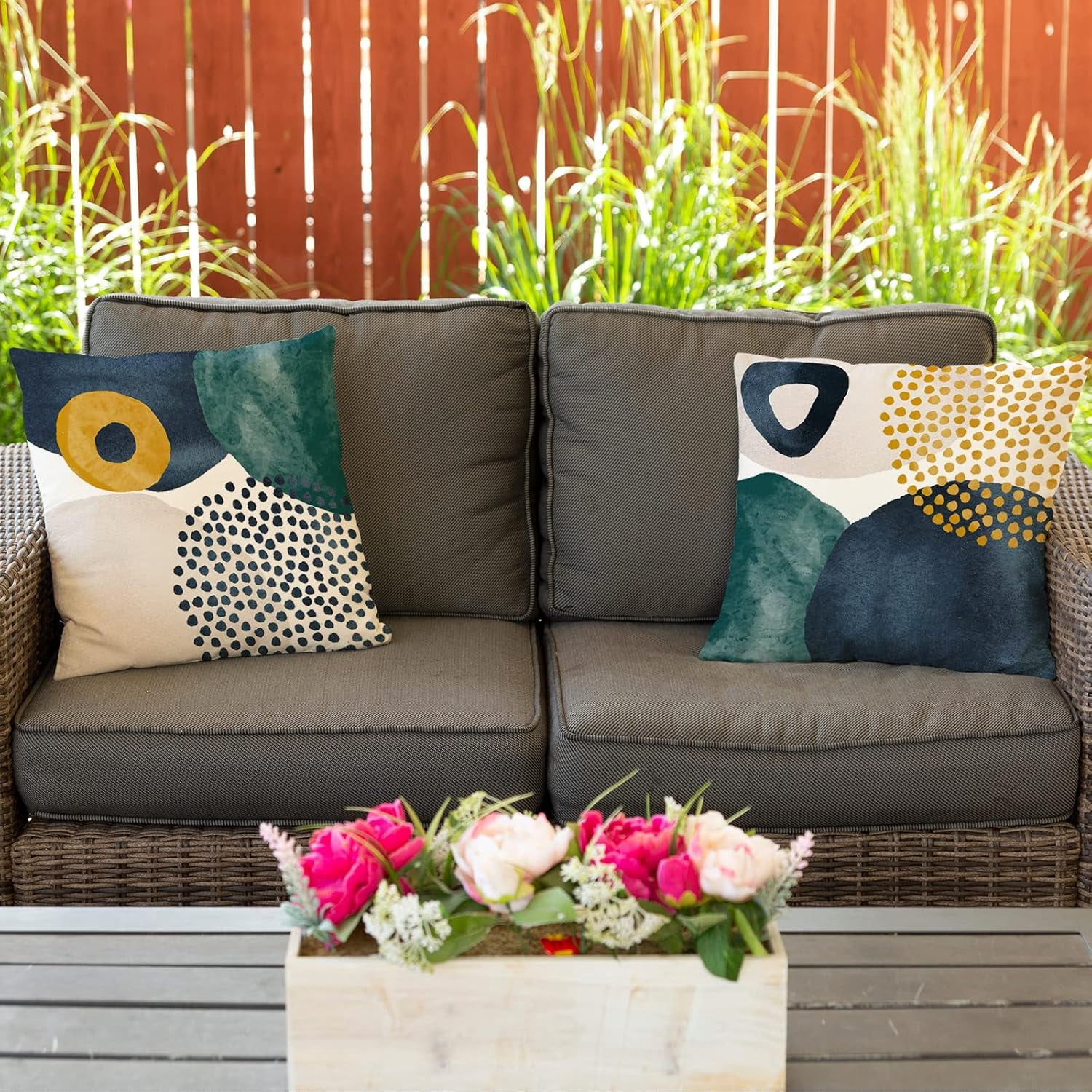 Boho Abstract Pillow Covers 18x18 Set of 4 Mid Century Modern Throw Pillow Covers Geometric Pillow Covers for Outdoor Couch Sofa Minimalist Home Decor