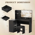 thumbnail image 6 of Furmax L Shaped Vanity Desk Set Corner Makeup Vanity Set with Adjustable LED Lighted Mirror & Power Outlets Dressing Table with Organizers, and Cushioned Stool, Black, 6 of 7