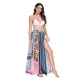 thumbnail image 2 of FORMRS Womens Long Sarong Beach Wrap Semi-Sheer Bikini Skirt Bathing Swimsuit Cover Up, Pink Door, 2 of 7